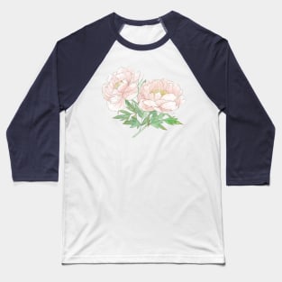 Pair of Peonies Watercolor Illustration Baseball T-Shirt